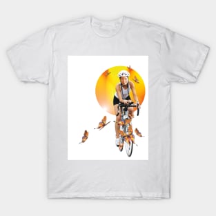 Cyclist with Sun and butterflies T-Shirt